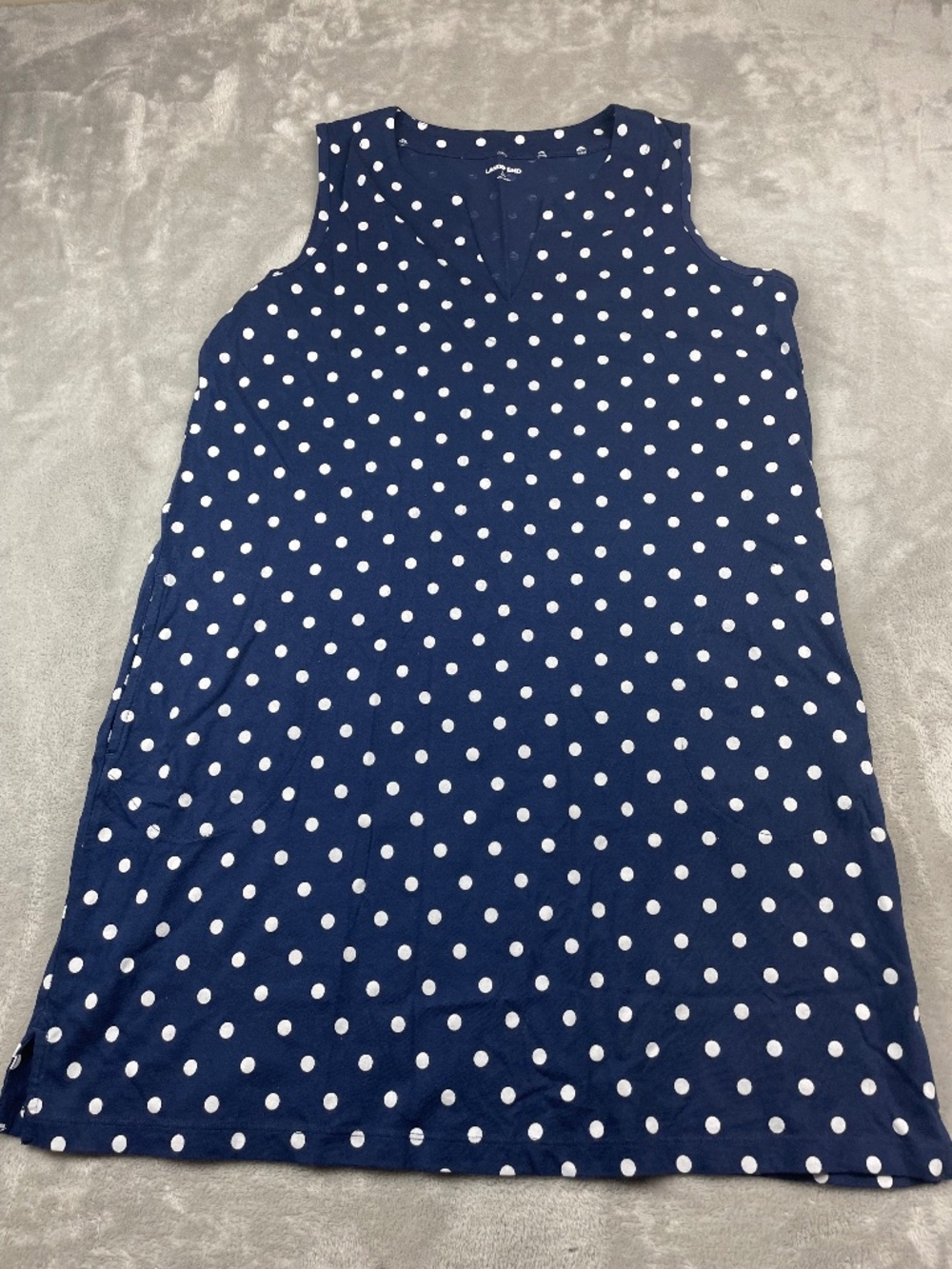 Lands' End Sleeveless V Neck Dress Women's Size Large 14-16